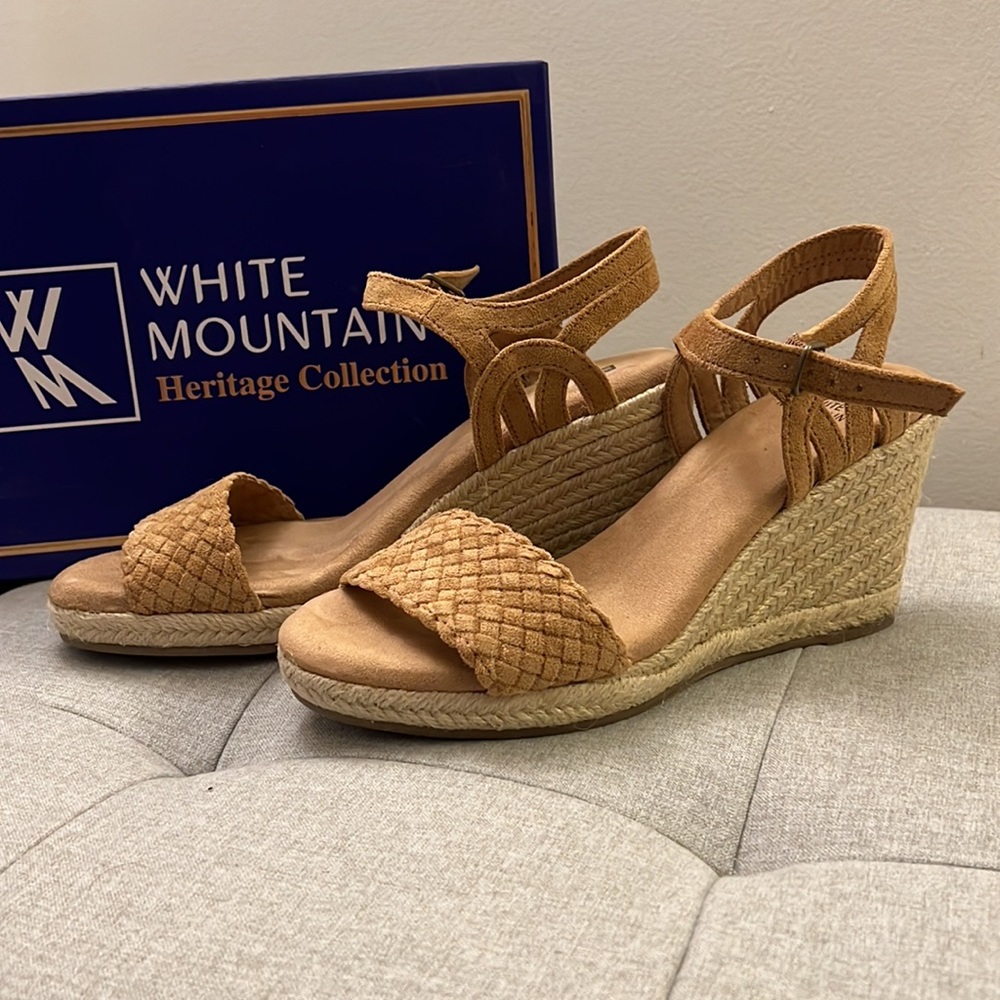 Beige Suede Espadrille Wedges - White Mountain